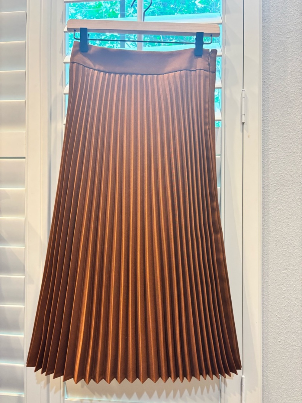 Sezane Hazelnut Pleated Midi Skirt with Belted Waist - Picture 7 of 9
